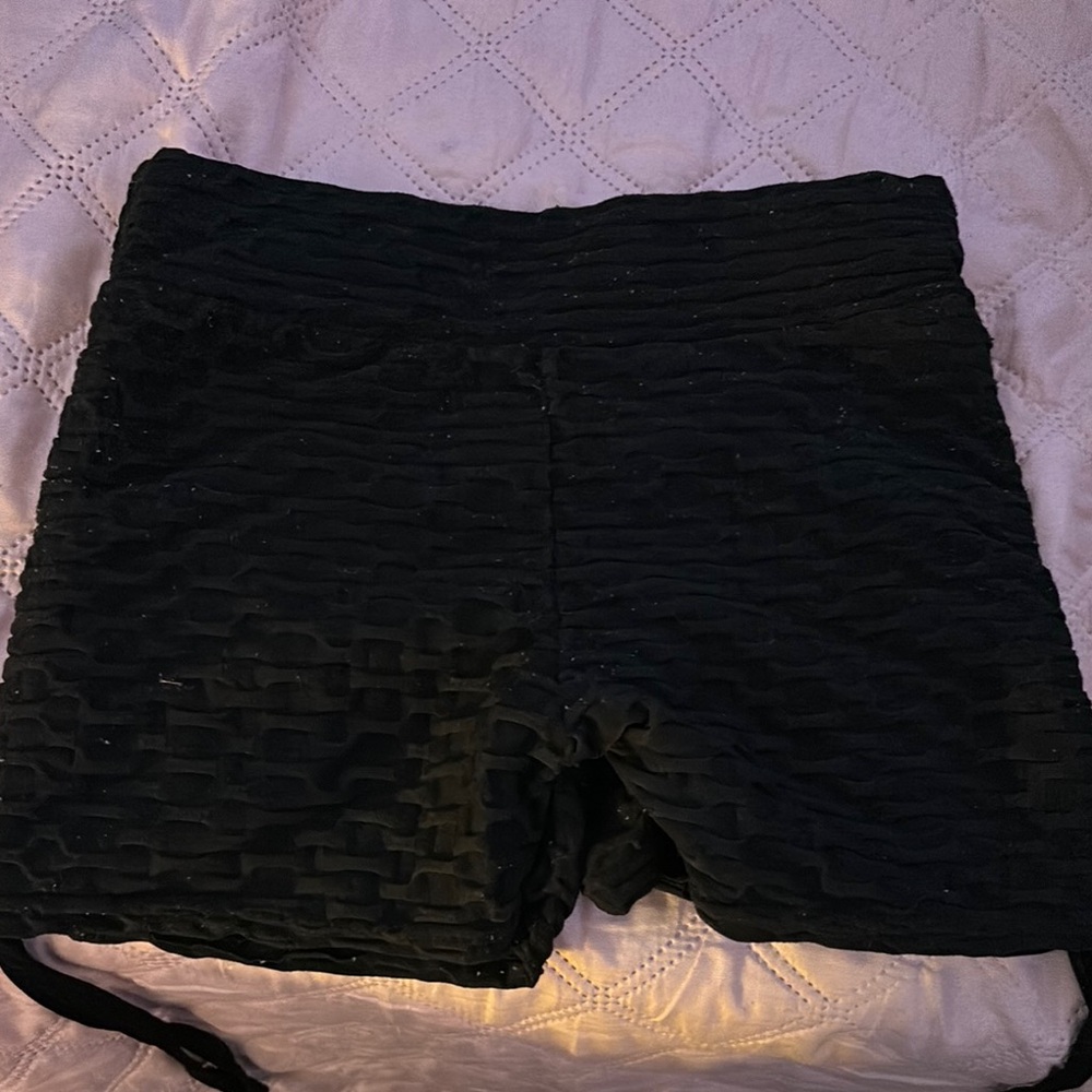 Black Textured Women's Shorts